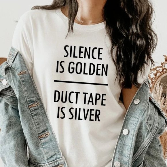 SILENCE IS GOLDEN Handmade Graphic Tee - Picture 3 of 3